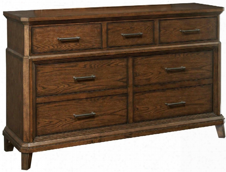 Estes Park 4364-230 65" Wide 7-drawer Dresser With Jewelry Tray Drop Down Front On Top Drawer And Cedar Lined Bottom Drawers In Artisan Oak