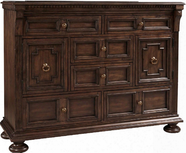 Lyla 4912-234 59" Wide 2-door Dresser With 6 Drawers 2 Adjustable Shelves Sliding Jewelry Tray And Cedar Lined Bottom Drawers In