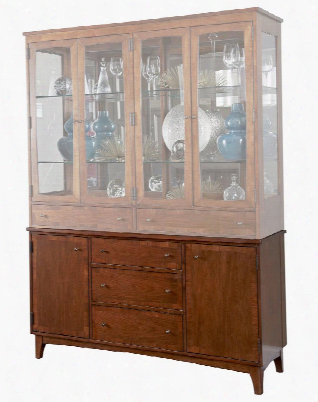 Mardella 4277-563 60" Wide China Cabinet Base With 2 Doors 3 Drawers Removable Lined Silver Tray And Hidden Cubby For Table Leaf Storage In Cognac