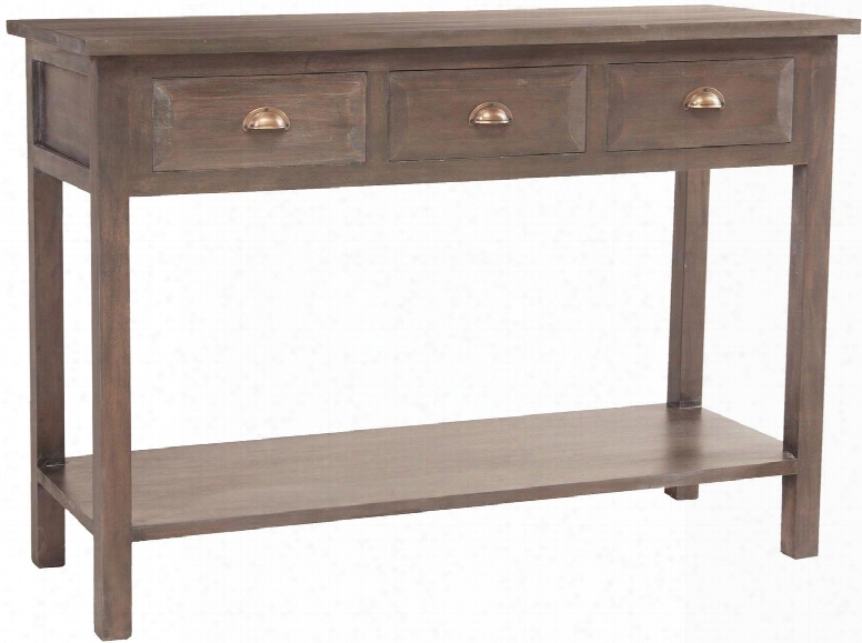 Montauk Collecion 7011-014 42" Console With 3 Drawers Metal Hardware Lower Shelf And Solid Mahogany Materials In Heritage Grey Stain White Wash