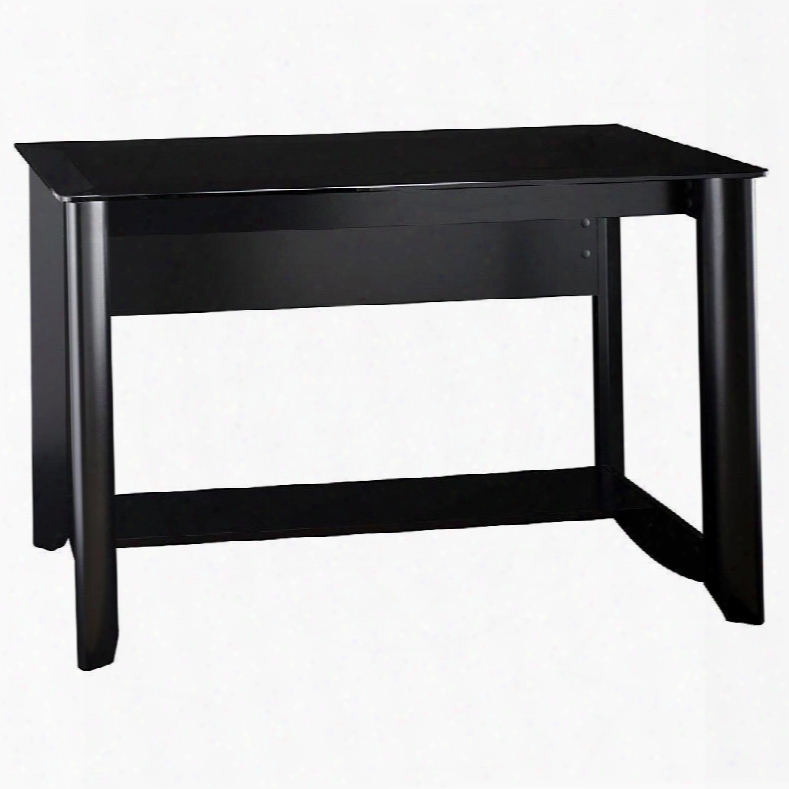 My16928-03 Aero Collection Glass-top Writing Desk In Classic Black