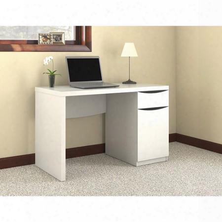 My72117-03 Montrese Computer Desk With Closed Storage Iin Pure White