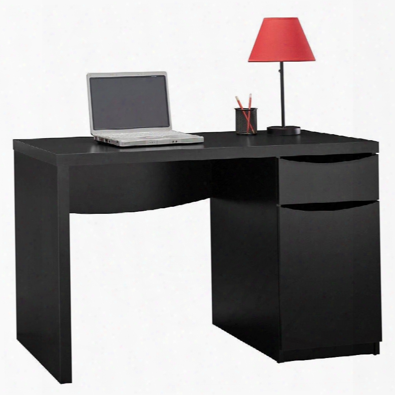 My72717-03 Montrese Collection Computer Desk With Closed Storage In Classic Black