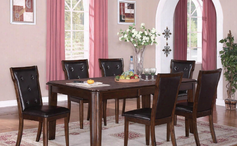 Pam Pamtab6chr Dining Set Including Dining Table And 6 Chairs With Carved Detailing Button Tufted Upholstery And Tapered