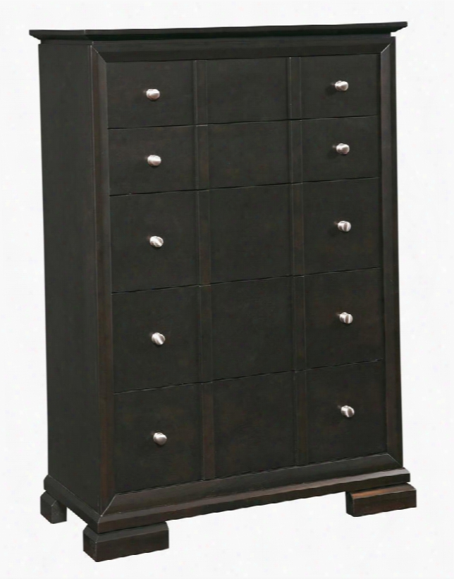 Piper 4657-240 38" Wide 5-drawer Chest With Cedar Lined Bottom Drawer Metal Drawer Glides With Ball-bearings And Brushed Nickel Hardware In Graphite