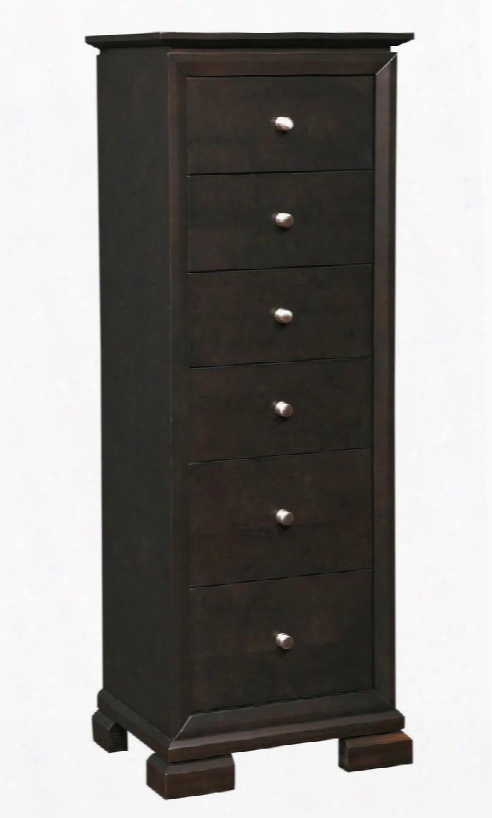 Piper 4657-243 22" Wide 6-drawer Lingerie Chest With Brushed Nickel Knobs Cedar Lined Bottom Drawer And Block Feet In Graphite