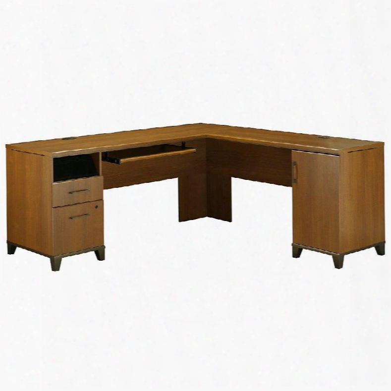 Pr67310k Achieve Collection L-shaped Computer Desk With File Drawer In Warm Oak