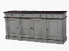 23751 Roosevelt Sideboard with 4 Doors 3 Drawers Molding Detail and Antique Oak Distressed Top and Trim in Charcoal