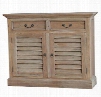 24155 Cottage Shutter Narrow Sideboard with 2 Drawers 2 Doors and Decorative Metal Pull in Drift Wood