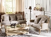 Baxton Studio TA2256-SFLS-Beige Constanza Classic Antiqued French Sofa + Loveseat with Matching Pillows Distressed Oak Frame and Linen Upholstery in Neutral