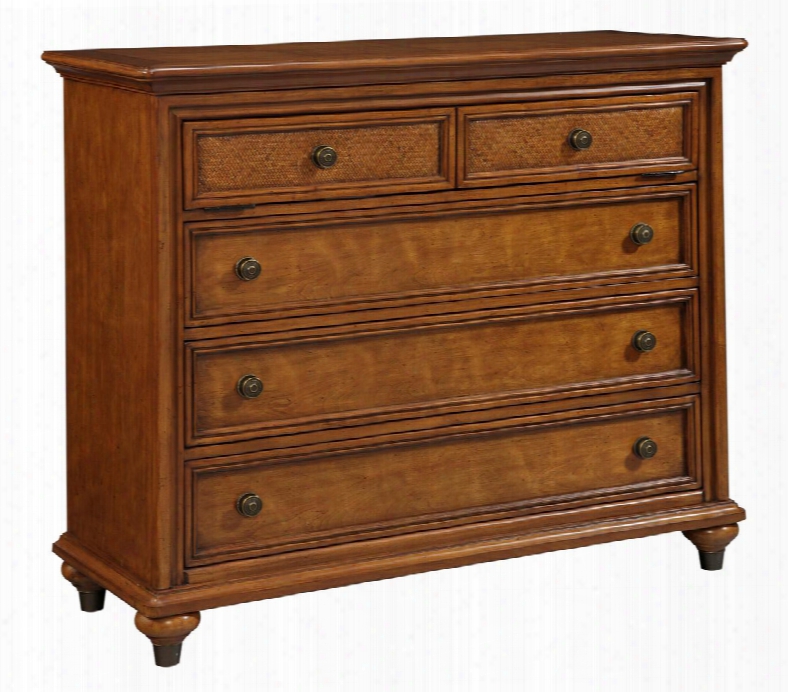 Samana Cove 4702-225 84" 3-drawer Media Chest With Drop Down Front Top Compartment Cord Management And Antique Gold Hardware In Natural Amber