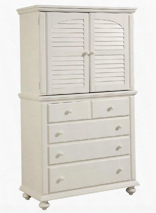 Seabrooke 4471-225-226 44.38" Wide Media Chest And Hutch With Wrap-around Doors Cord Management 4 Drawers And Drop-down Front On Top Drawer In Cream