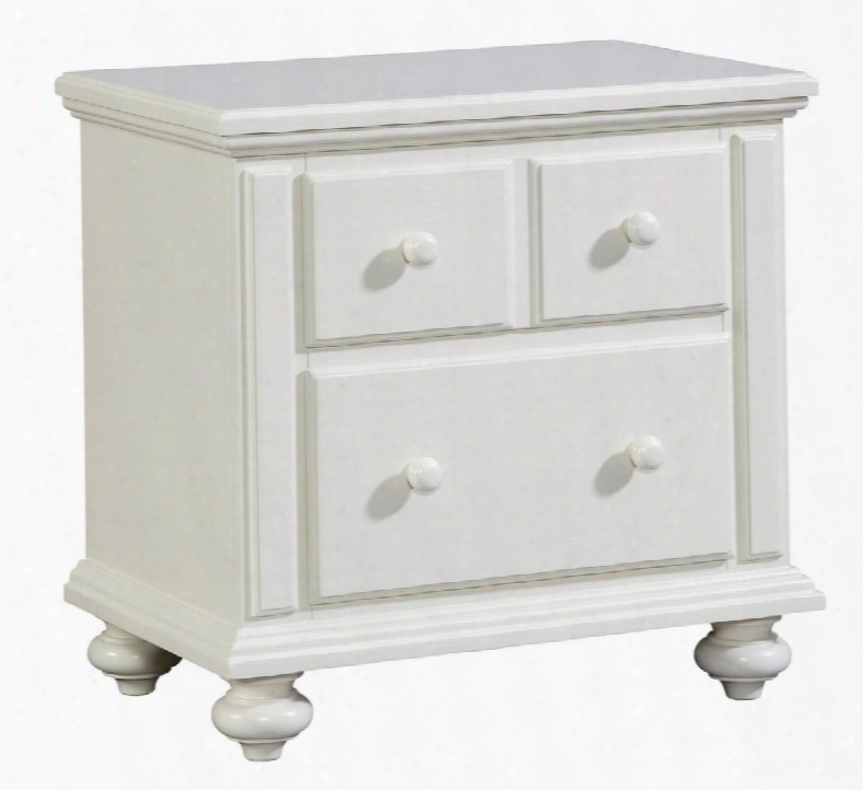 Seabrooke 4471-292 27" Wide 2-drawer Nightstand With Molding Details Turned Legs And Round Wooden Pulls In Cream