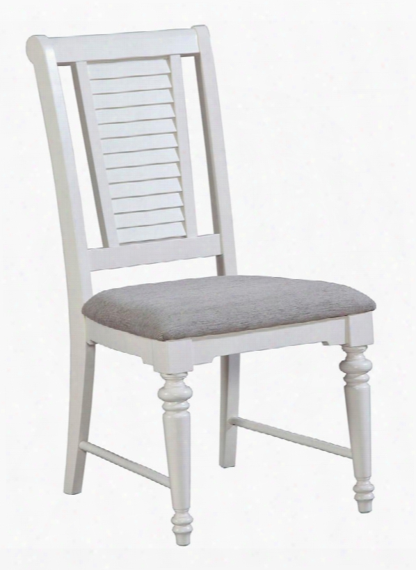 Seabrooke 4471-581 19" Wide Upholstered Side Chairs With Fabric Seat Cover Louvered Back Design And Turned Front Legs In Cream