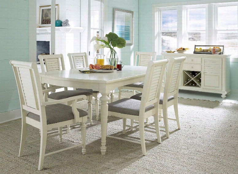 Seabrooke 4471dt2ac4scs 8-piece Dining Room Set With Leg Dining Table 2 Arm Chairs 4 Side Chairs And Server In Cream