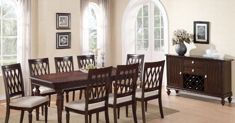 Sophia Soptabser8chr Dining Set Including Dining Table  8 Chairs And Server With Carved Detailing And Turned