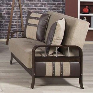 Studio Nyc Snlsmbn 58" Wide Convertible Love Seat With Wooden Frame Stainless Steel Accents And Tufted Detailling In Magnum