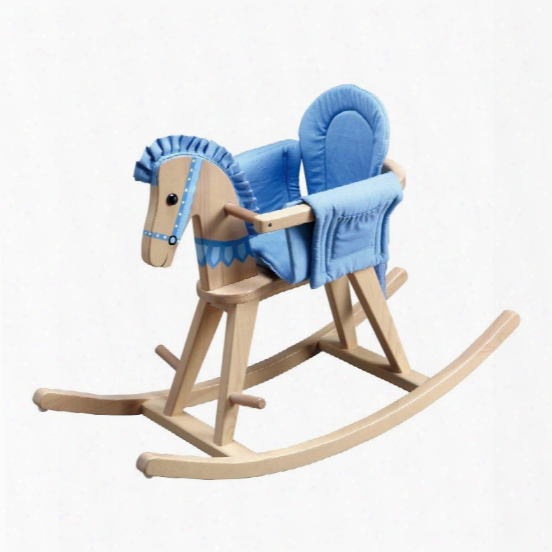 Td-0002a Teamson Kids- Safari Natural Rocking Horse W/blue