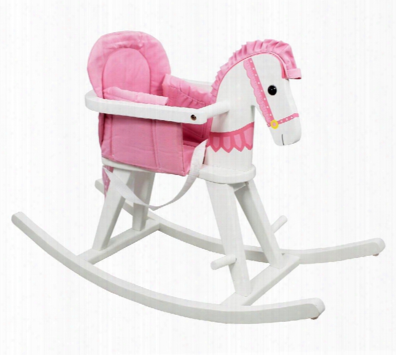 Td-0003a Teamson Kids- Safari White Rocking Horse W/pink