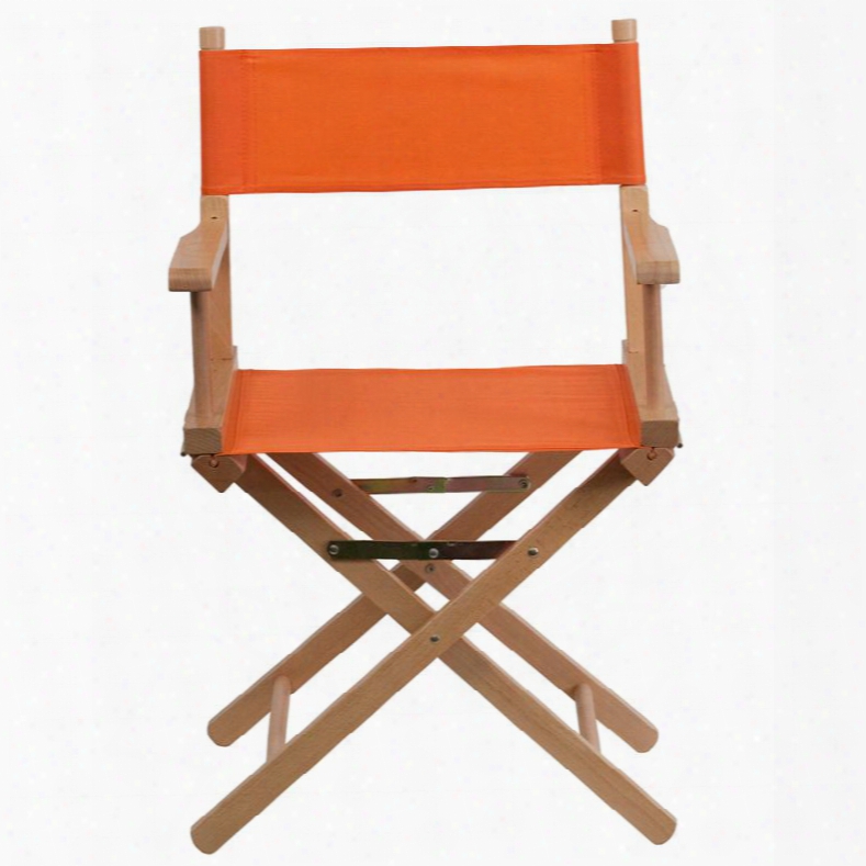 Tyd02-or-gg 33.25" Adult Director's Chair With Removable Covers Arms Cross Legs Beechwood Frame Portable Design Canvas Seat And Back Cover In Orange