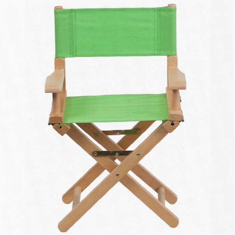 Tyd03-gn-gg 23" Kids Director's Chair With Removable Covers Arms Cross Legs Beechwood Frame Portable Design Canvas Seat And Back Cover In Green