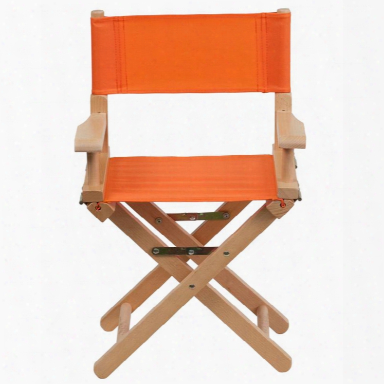 Tyd03-or-gg 23" Kids Director's Chair With Removable Covers Arms Cross Legs Beechwood Frame Portable Design Canvas Seat And Back Cover In Orange