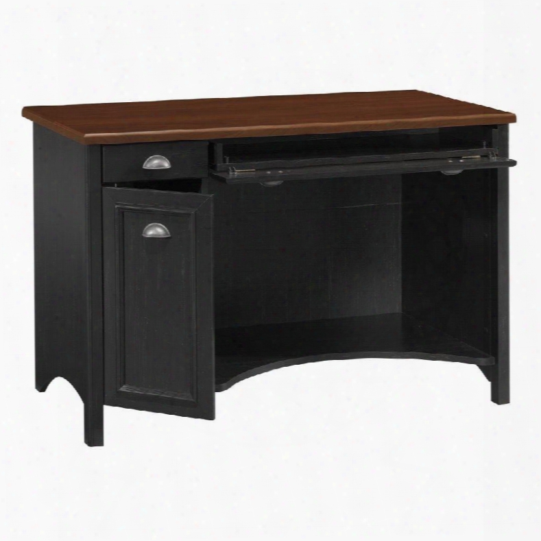 Wc53918-03 Stanford Antique Black Computer Desk With Hansen Cherry