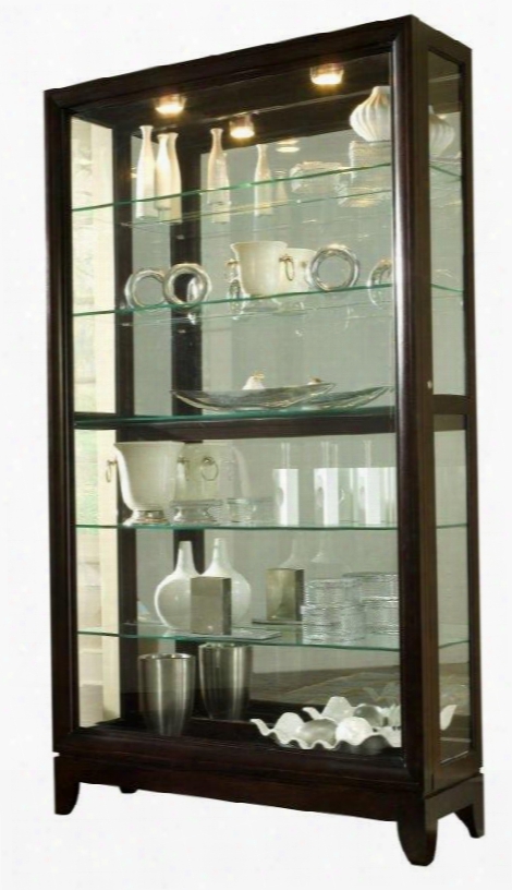 20661 Curio With Two-way Felt-lined Sliing Door Lock And Adjustable Glass Shelves In Chocolate Cherry Chocolate Cherry