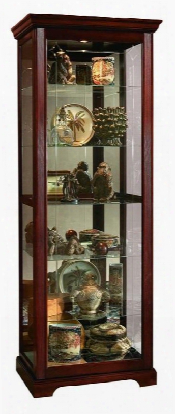 20717 Curio Cabinet With Two-way Felt-lined Sliding Door Lock Mirrored Back And Adjustable Glass Shelves In Victorian Cherry