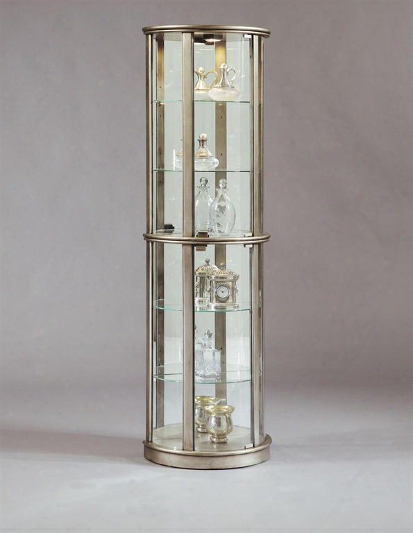 21395 Silver Glass Door Curio Painted