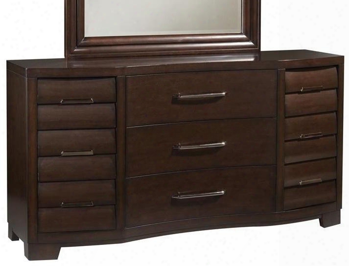 330100sable Dresser With 9 Drawers Black Nickel Hardwaree And Ball Bearing Metal Side Drawer Guides In Dark Brown Veneer