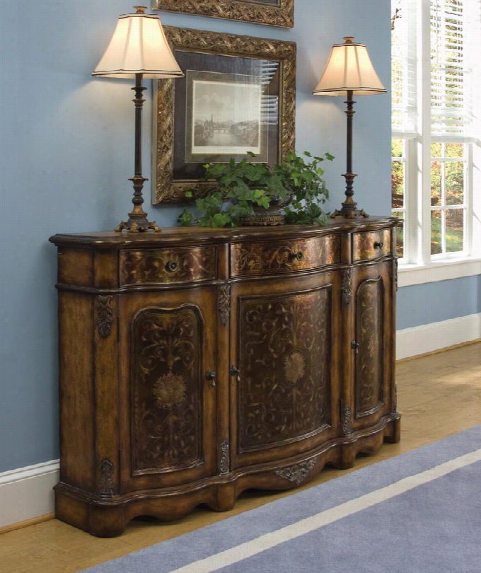 625222 Brown/metallic Accents Credenza Painted Wood