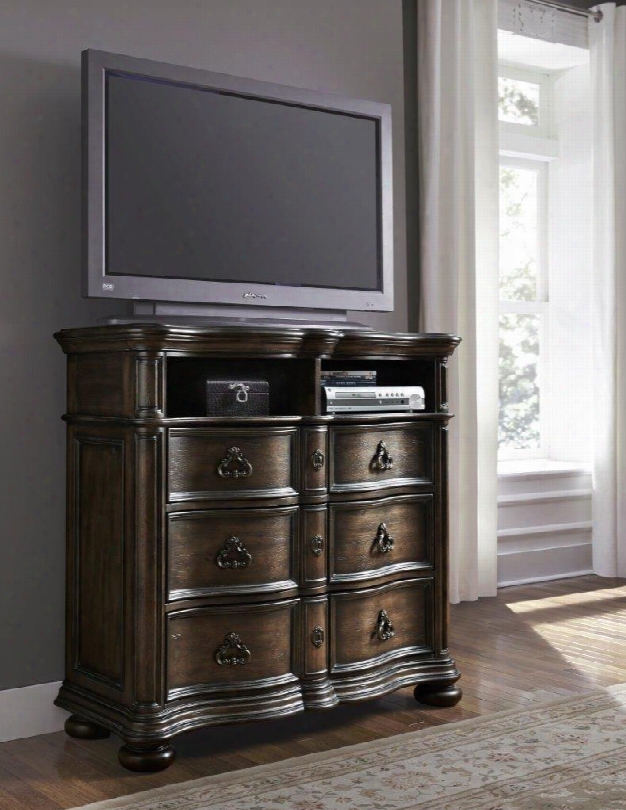 694145 Brown Cortina Media Chest Wood