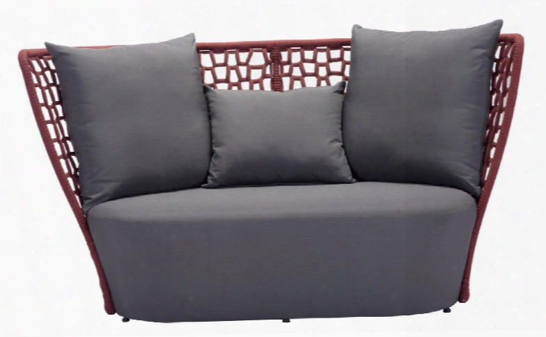 703587 Faye Bay Beach Collection 66" Sofa With Aluminum Frame And Sunproof Product Cover In Cranberry & Gray