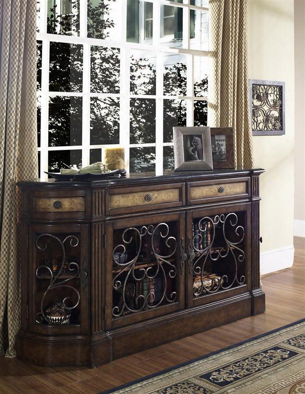 704255 Dark Brown Accents Credenza Wood