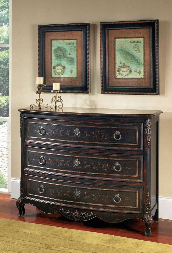 704310 Dark Brown Accents Drawer Chest Painted