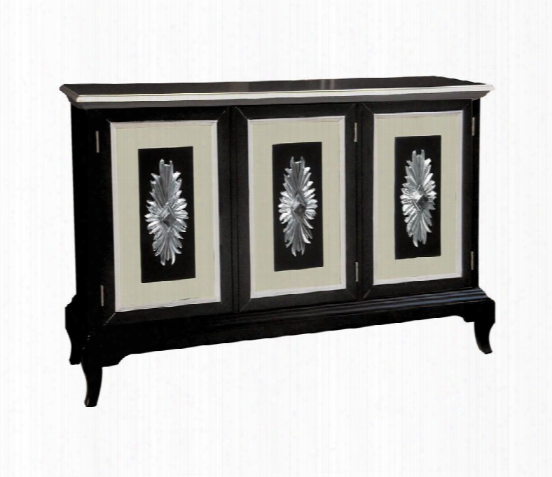 730001 Black/white/silver Credenza Painted/covered