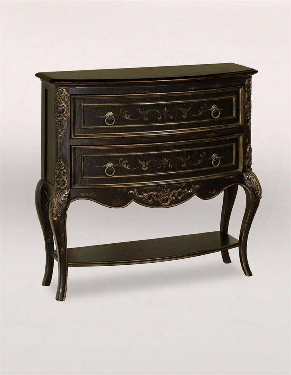 974037 Black/metallic Hall Chest Distressed Painted