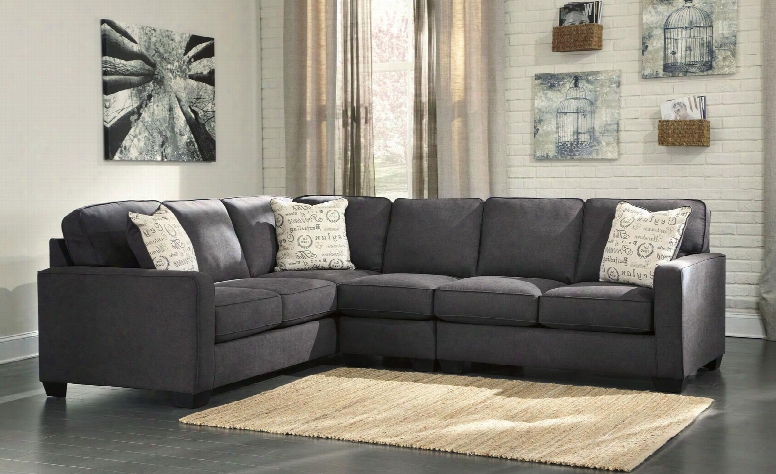 Aleya 16601-56-46-66 3pc Sectional Sofa With Right Arm Facing Loveseat Armless Chair Left Arm Facing Sofa And Pillows With Print Pattern In