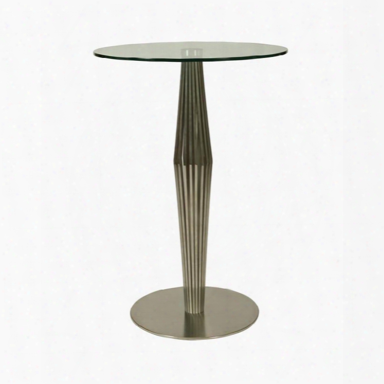 Alexandria Ax-520-300 30" Round Pub Table With Glass Top And Pedestal Base In Stainless