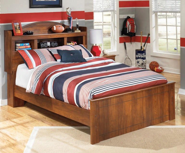 Barchan Full Bedroom Set With Bookcase Bed And Nightstand In Warm