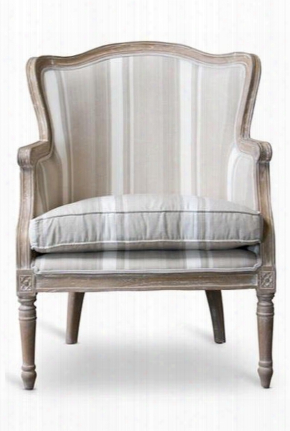Baxton Studio Ass293mi Cg4 Charlemagne French Accent Chair With Polyurethane Foam Cushions And Beige Fabric Upholstery In Distressed Brown Oak Wood