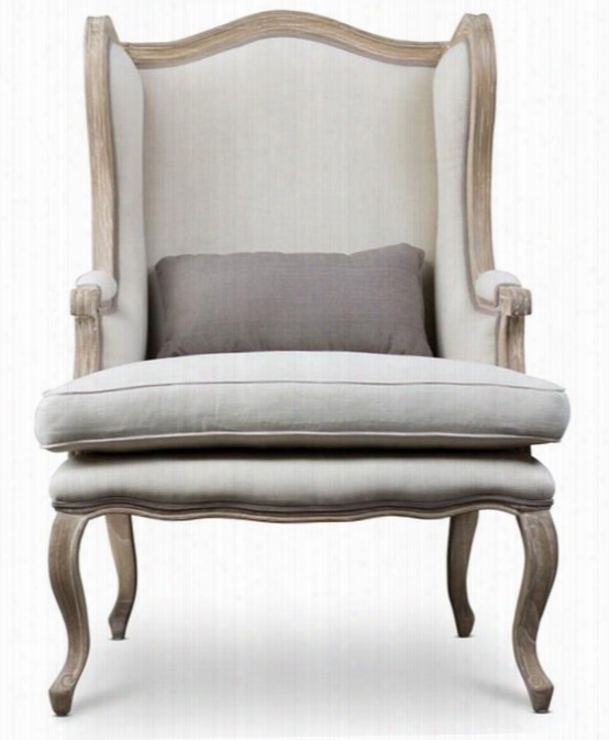 Baxton  Studio Ass362mi Cg4 Auvergne French Accent Chair With Polyurethane Foam Cushions Distressed Mindi Wood Frame And Fabric Upholstery In