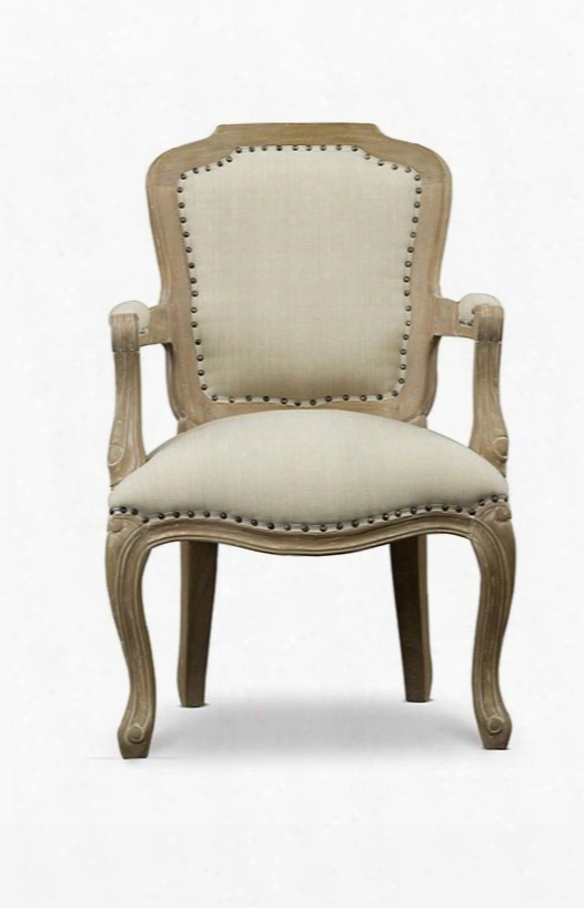 Baxton Studio Ass390mi Cg4 Poitou French Accent Chair With Distressed Mindi Wood Frame Polyurethane Foam Cushions Nail Head Trim And Fabric Upholstery In