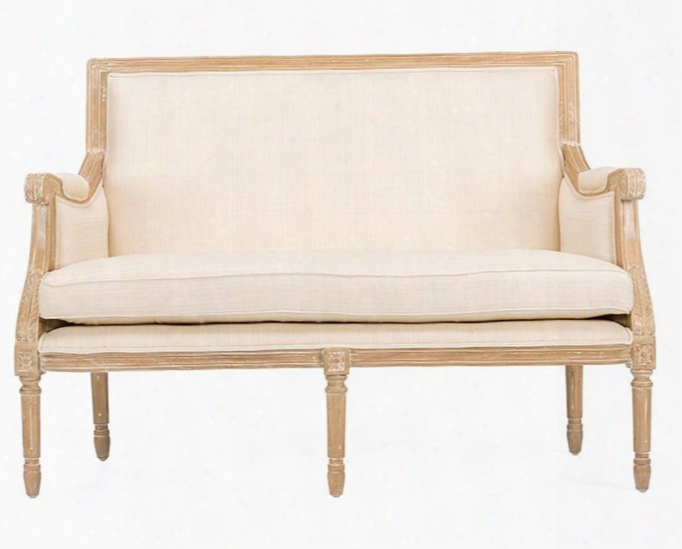 Baxton Studio Ass501mi Cg4 Chavanon French Loveseat With Polyurethane Foam Cushions Ditressed Mindi Wood Frame Turned Legs And Fabric Upholstery In Light