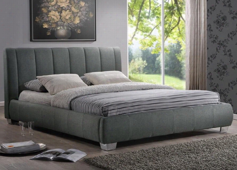 Baxton Studio Bbt6085-queen-grey Marzenia Platform Bed With Vertical Stitched Seams Polyurethane Foam Padding And Fabric