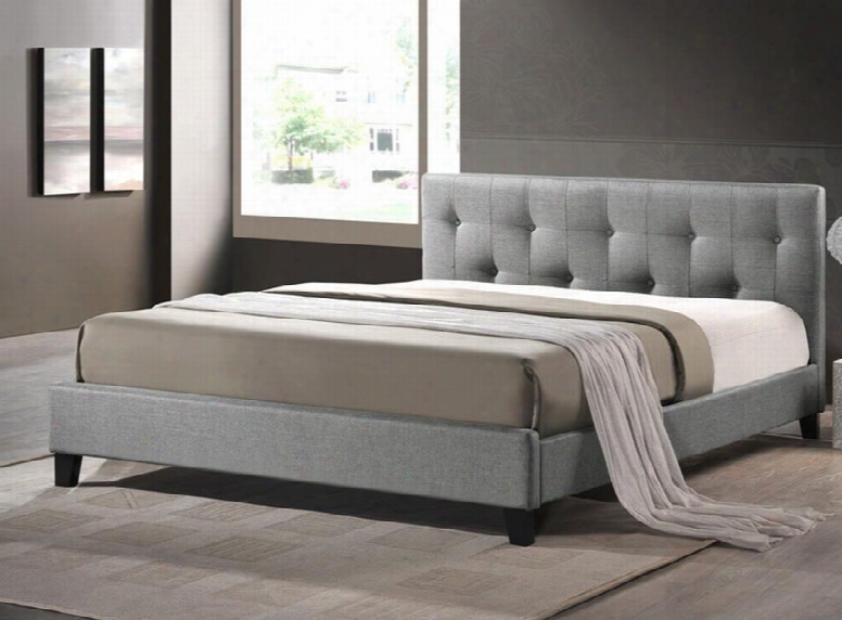 Baxton Studio Bbt6140a2-queen-grey De800 Annette Modern Queen Size Platform Bed With Upholstered Button Tufting Headboard Polyurethane Foam Padding And