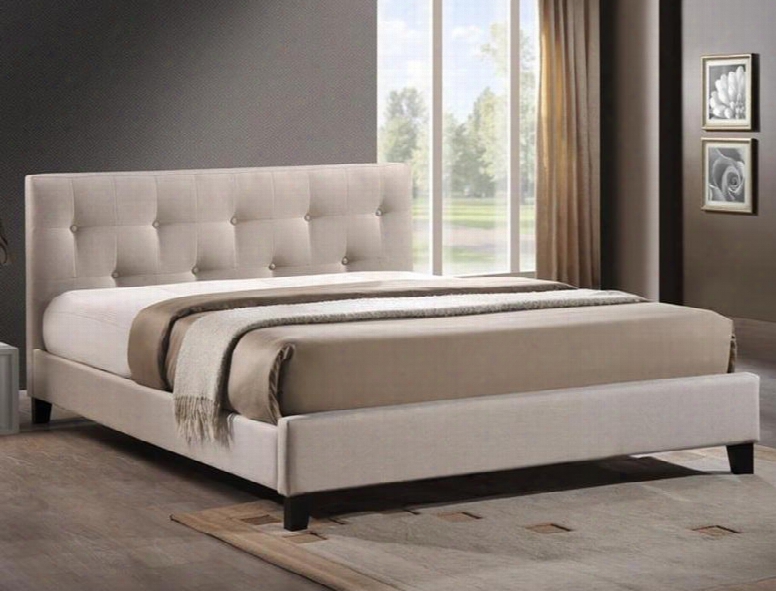 Baxton Studio Bbt6140a2-queen-light Beige 6086-1 Annette Modern Queen Size Platform Bed With Upholstered Button Tufting Headboard Polyurethane Foam Padding