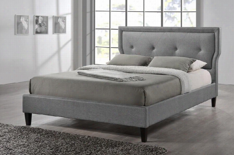 Baxton Studio Bbt6421-queen-grey Marquesa Wood Platform Bed With Polyurethane Foam Padding Button Tufted Headboard Fabric Upholstery Made Of Polyester-linen