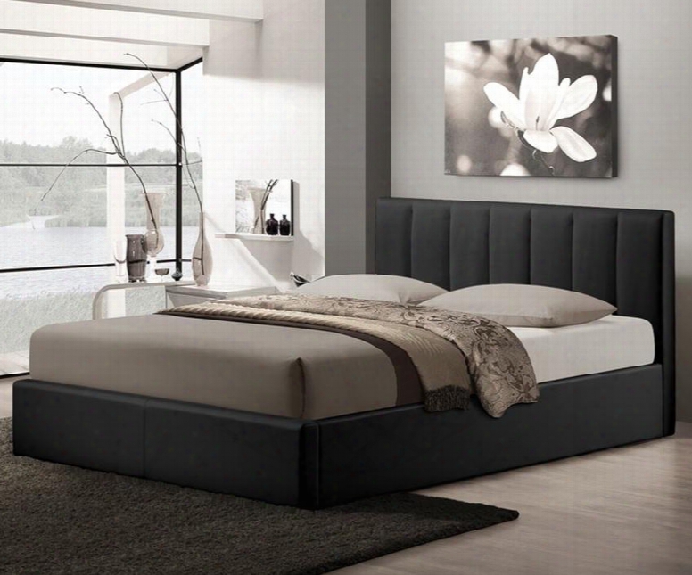 Baxton Studio Cf8287-queen-blac Ktemplemore Queen Size Platform Bed With Gas-lift Mechanism Underneath Storage Space Faux Leather Upholstery Metal And Wood